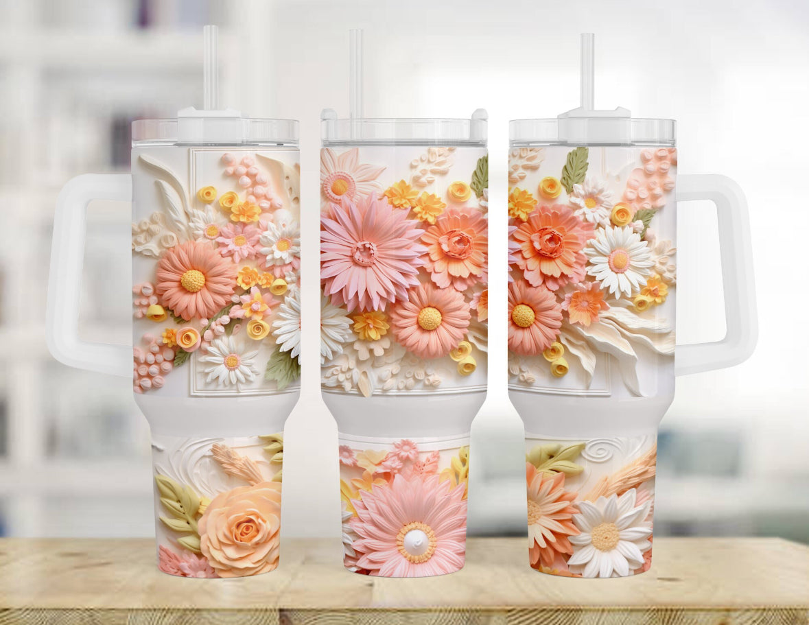 3D Floral Tumbler