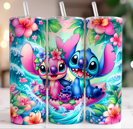 Angel y Stich Skinny Tumbler