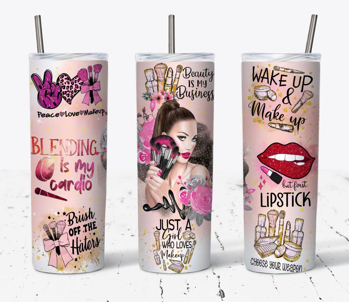 Makeup Girl skinny tumbler