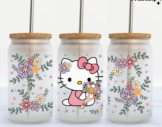 Hello Kitty Flowers Glass Cups